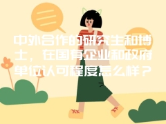 中外合作的研究生和博士，在国有企业和政府单位认可程度怎么样？