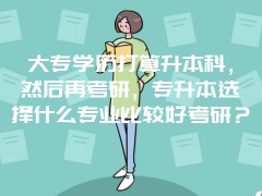 大专学历打算升本科，然后再考研，专升本选择什么专业比较好考研？