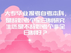 大专毕业报考自考本科，是辞职考个全日制研究生还是不辞职考个非全日制好？