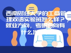 西南财经大学的工商管理双语实验班怎么样？就业方向，考研方向有什么推荐？