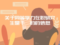 关于同等学力在职研究生是干嘛的的信息